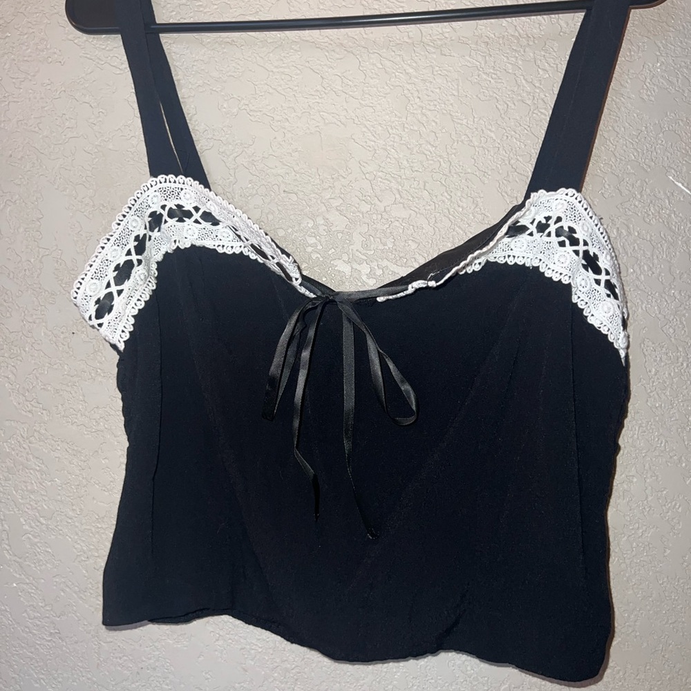 Black Lace Trim Top